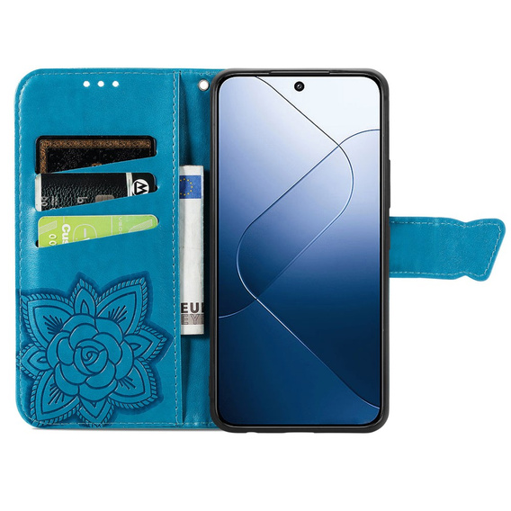 Klapkové puzdro pre Xiaomi 14T Pro, Butterfly, modré