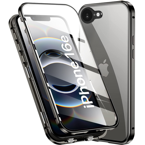 Puzdro pre iPhone 16E, Magnetic Dual Glass, čierne