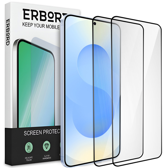 2x tvrdené sklo pre Samsung Galaxy S24+/S25+ Plus, ERBORD 3D pre celý displej