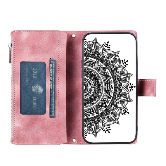 Klapkové puzdro pre Xiaomi Redmi Note 13 Pro 4G / Xiaomi Redmi Note 14S / Xiaomi Poco M6 Pro 4G, Mandala, ružové rose gold