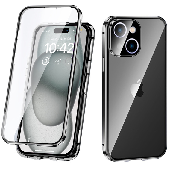 Puzdro pre iPhone 15 Plus, Magnetic Dual Glass, čierne