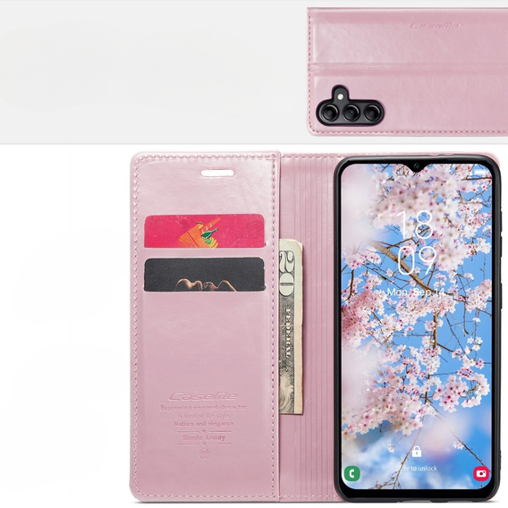 CASEME flipové puzdro pre Samsung Galaxy A14 5G, Waxy Textured, ružové
