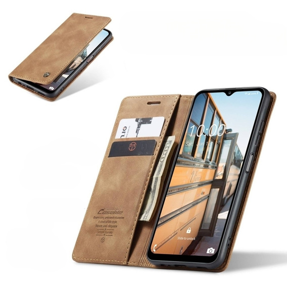 CASEME puzdro pre Samsung Galaxy M33 5G, Leather Wallet Case, hnedé