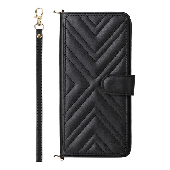 Puzdro s chlopňou pre Xiaomi Redmi A5, Crossbody Leather Wallet, čierne