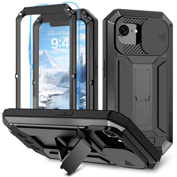 Obrnené puzdro pre iPhone 16E, R-JUST, čierne