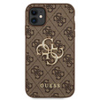 GUESS Obal na mobil pre iPhone 11, 4G Big Metal Logo, hnedé