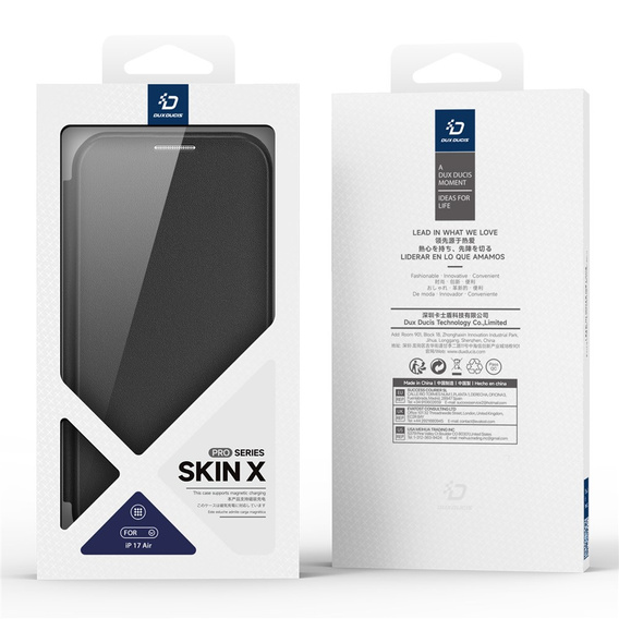 Puzdro Dux Ducis pre iPhone Air, Skin X Pro, s chlopňou, pre MagSafe, čierne