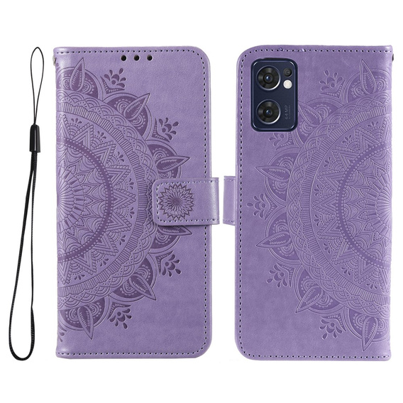 Klapkové puzdro pre Oppo Reno7 5G, Mandala, fialové