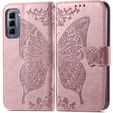 Klapkové puzdro pre Infinix Hot 50 Pro+ 4G, Butterfly, ružové rose gold