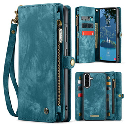 CASEME puzdro pre Samsung Galaxy A56 5G, Retro Leather Wallet, s remienkom, zelený