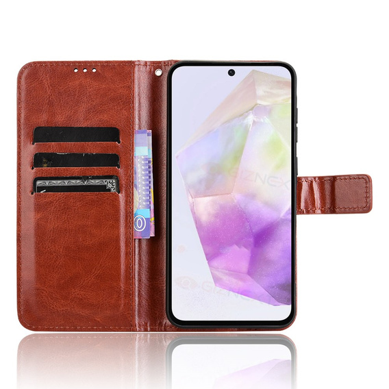 Klapkové puzdro pre Samsung Galaxy A56, Crazy Horse Wallet, hnedé