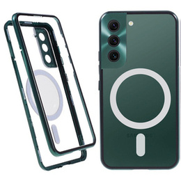 Magnetické puzdro Dual Glass MagSafe pre Samsung Galaxy S21+ Plus, zelený