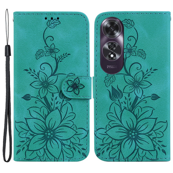 Klapkové puzdro pre Oppo A60, Lily Flower, zelený