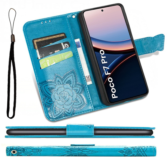Klapkové puzdro pre Xiaomi Poco F7 Pro, Butterfly, modré