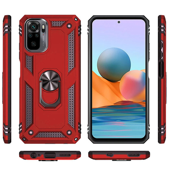 Pancierované obal na mobil pre Xiaomi Redmi Note 10 / 10S, Nox Case Ring, červené