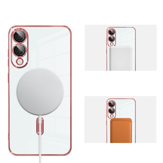 Puzdro pre Samsung Galaxy S25 Edge, Electro MagSafe, ružové rose gold + sklo na displej