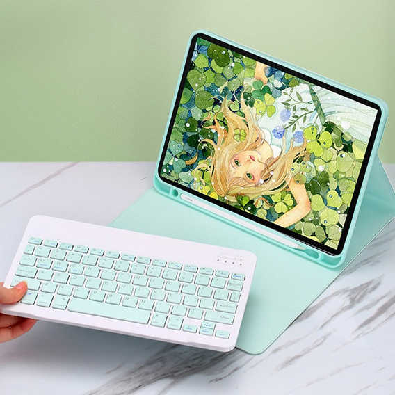Puzdro + klávesnica iPad 7/8/9 10.2 2021 / 2020 / 2019, Pen Slot, zelený