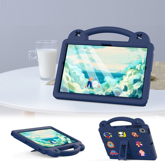 Detské puzdro pre Samsung Tab A8 X200 / X205, Cute Patterns, so stojanom, tmavomodré