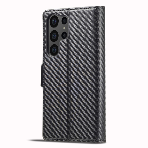 Klapkové puzdro pre Samsung Galaxy S23 Ultra, Carbon LC.IMEEKE, čierne