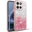 Puzdro pre Motorola Moto G86 5G, Glitter Flower, ružové rose gold