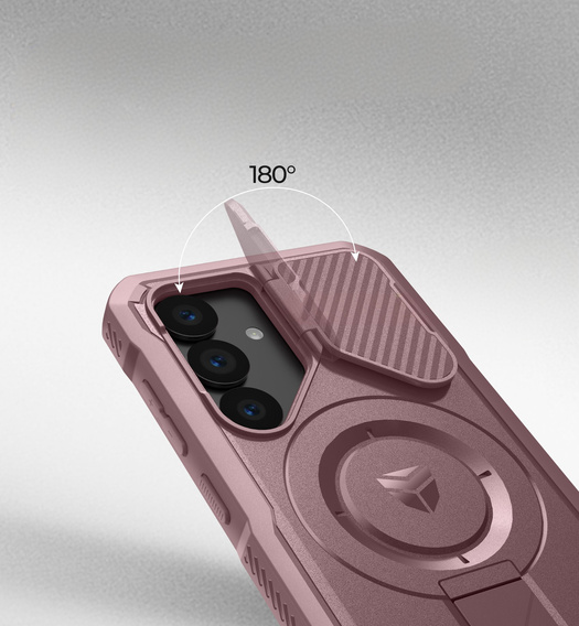Obrnené puzdro pre Samsung Galaxy S25, Dexnor CamProtect MagSafe, ružové (dva rámčeky)