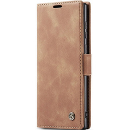CASEME puzdro pre Samsung Galaxy S22 Ultra, Leather Wallet Case, hnedé