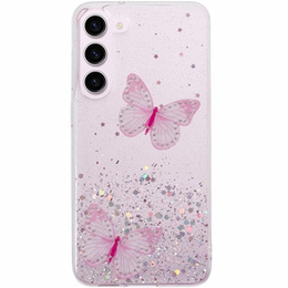 Puzdro pre Samsung Galaxy S24, Glitter Butterfly, ružové