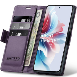 Puzdro pre Oppo Reno 11F, ERBORD Glossy Litchi, flipová peňaženka, fialové