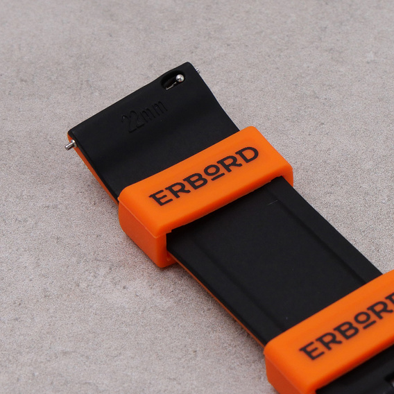 ERBORD Univerzálny silikónový remienok 22mm, Dual Color, oranžový / čierny / čierna pracka
