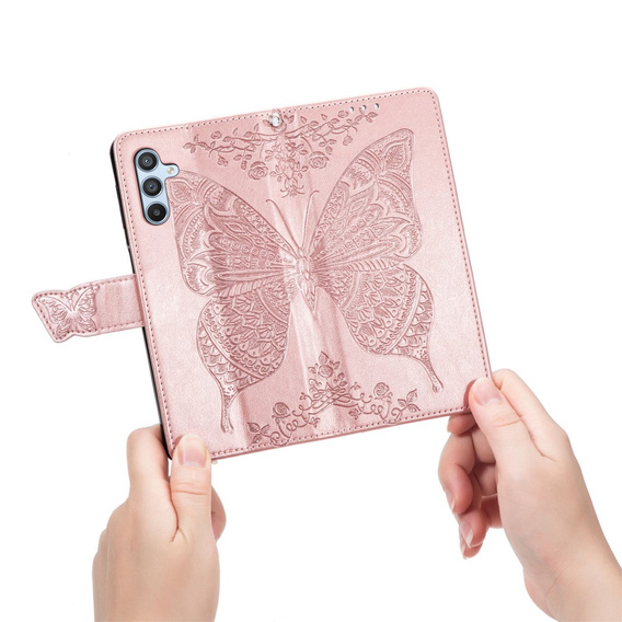 Klapkové puzdro pre Samsung Galaxy A56, Butterfly, ružové rose gold