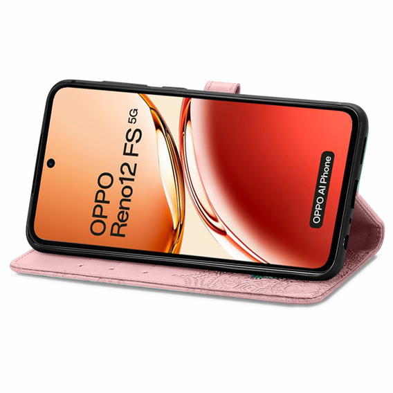 Klapkové puzdro pre Oppo Reno 12FS / 12F, Mandala, ružové rose gold