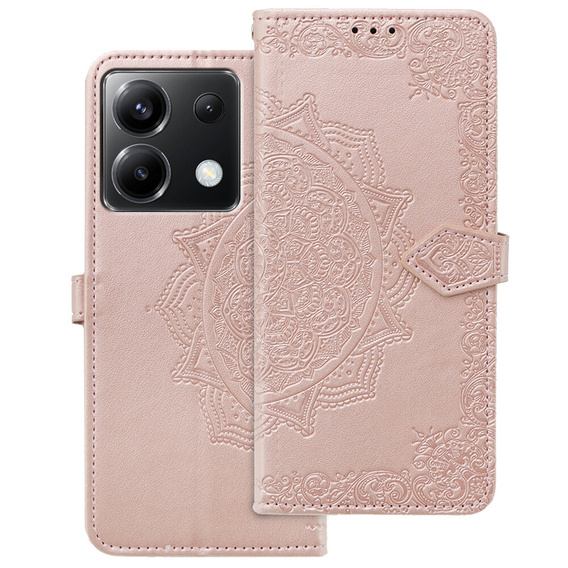 Klapkové puzdro pre Xiaomi Poco X6 5G, Mandala, ružové rose gold
