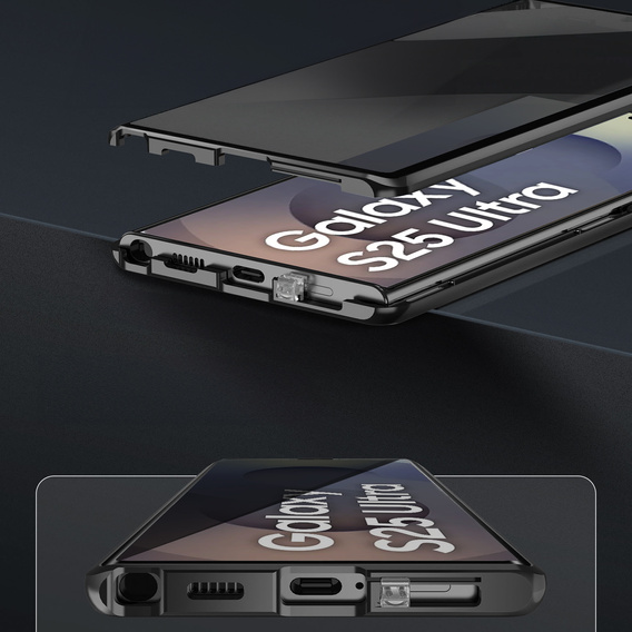Puzdro pre Samsung Galaxy S25 Ultra, Privacy Dual Glass, čierne