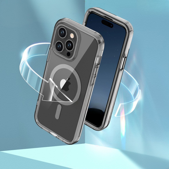 Puzdro pre iPhone 16 Pro Max, Shockproof Hybrid, s fóliou na displej, pre MagSafe, sivé
