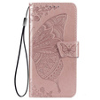 Klapkové puzdro pre Samsung Galaxy M33, Butterfly, ružové rose gold