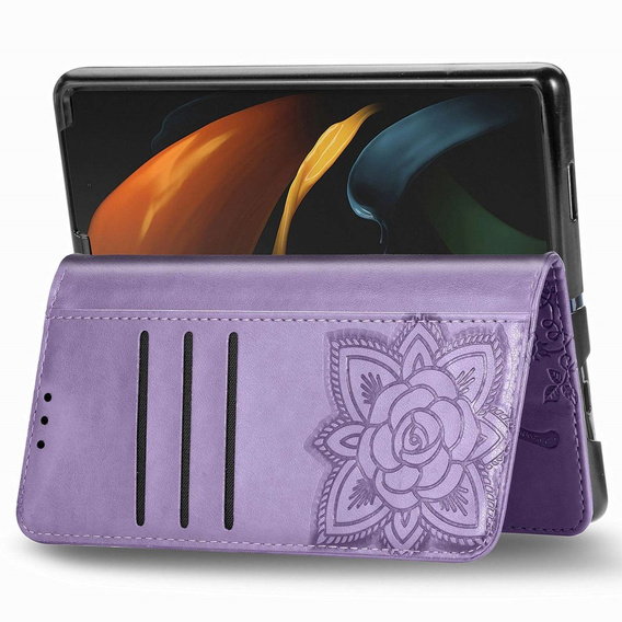 Klapkové puzdro pre Samsung Galaxy Z Fold 4 5G, Butterfly, fialové