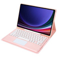 Puzdro + klávesnica Samsung Galaxy Tab S9+, Leather Pen Slot TouchPad, ružové rose gold