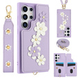 Puzdro pre Samsung Galaxy S24 Ultra, Leather Flower Card Slot, fialové
