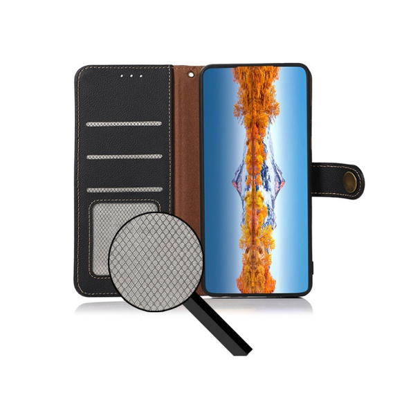 KHAZNEH RFID puzdro pre Xiaomi 13T / 13T Pro, Litchi Texture, čierne