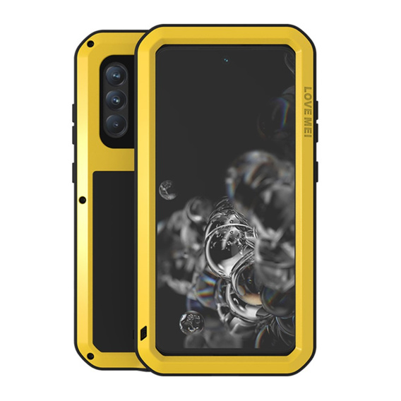 Love Mei Obal na mobil pre Samsung Galaxy S21 FE, armored with glass, žlté
