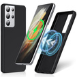 Obal na mobil pre Samsung Galaxy S21 Ultra, Silicone MagSafe, čierne