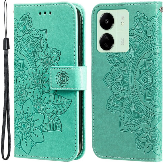 Klapkové puzdro pre Xiaomi Redmi 13C / Poco C65, Mandala Flower, zelené