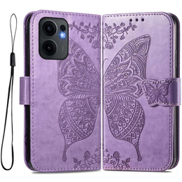 Klapkové puzdro pre Oppo Reno 13F / Oppo Reno 13FS, Butterfly, fialové