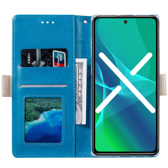 Klapkové puzdro pre Xiaomi Redmi Note 10 Pro / Redmi Note 10 Pro Max, Wallet Pocket Zipper Lace, modré