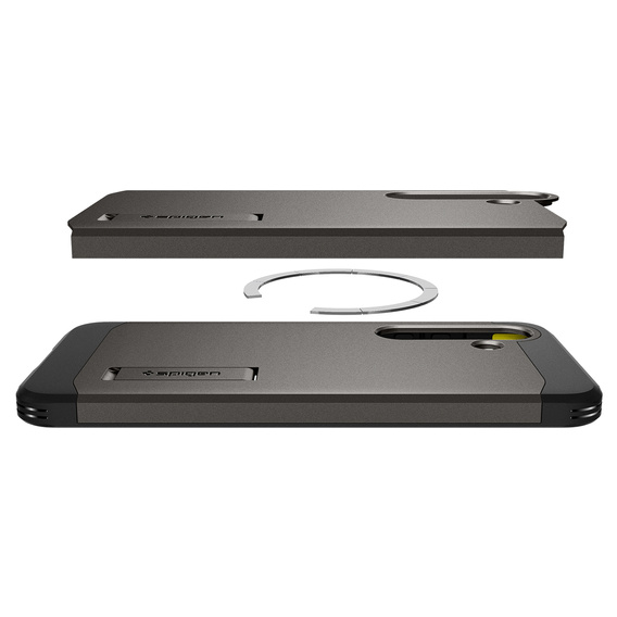 Puzdro Spigen pre Samsung Galaxy S25+ Plus, Tough Armor Mag MagSafe, sivé + tvrdené sklo 9H