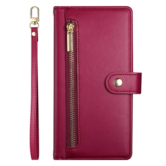 Klapkové puzdro pre Honor Magic 7 Lite, Wallet Zipper Pocket, červené