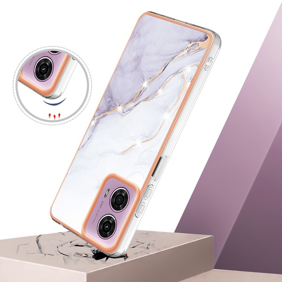 Ochranné puzdro pre Motorola Moto G24 / G24 Power / G04, Marble Slim Case, biele