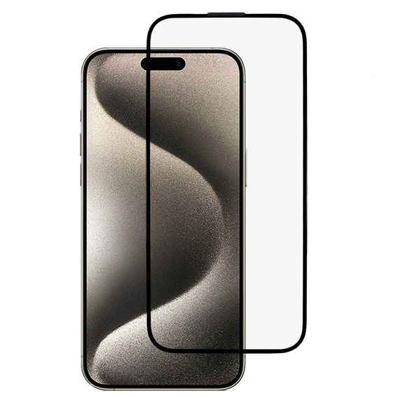 3D tvrdené sklo pre iPhone 15, s krytom reproduktora, čierne