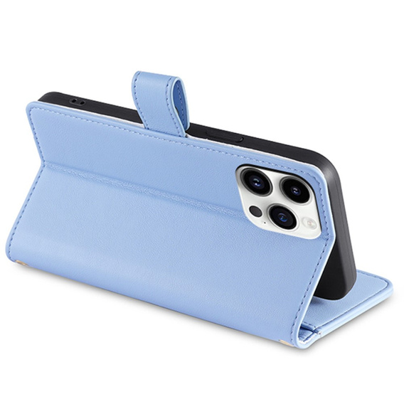 Klapkové puzdro pre iPhone 15 Pro, Wallet Zipper Pocket, modré