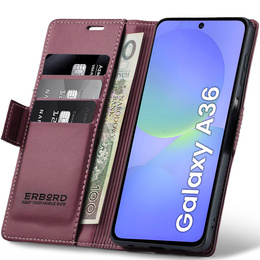 Puzdro pre Samsung Galaxy A36, ERBORD Glossy Litchi, flipová peňaženka, červené